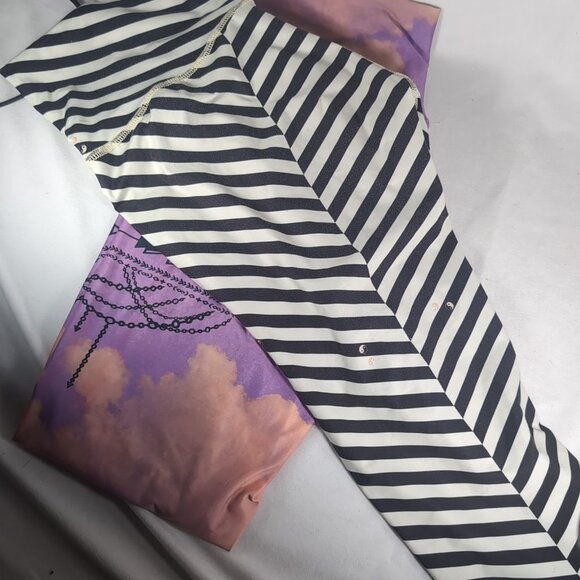 5 Lot Teeki Leggings M Medium Pairs Moon Phases Stripes Lotus Flower 25" Ankle - Picture 10 of 13